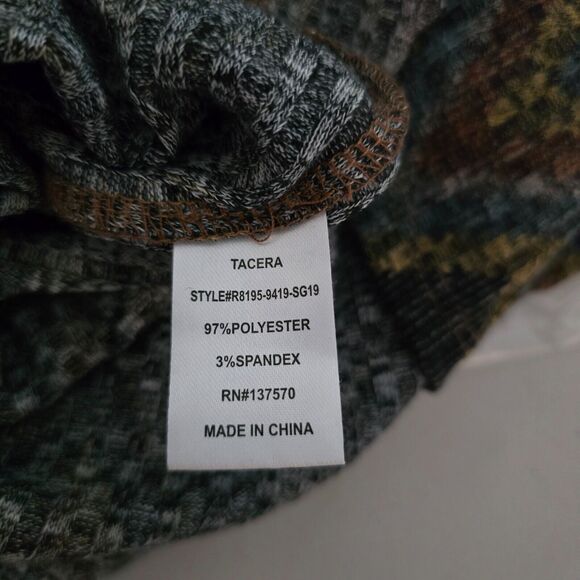 Tacera Knit Dress Women's XL Multi-Color Long Sleeve Round Neck Chevron Pattern - Picture 3 of 12